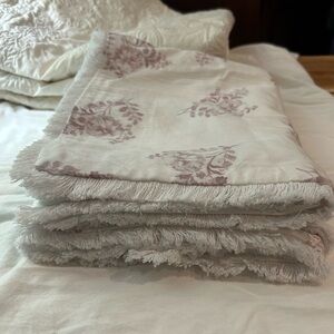 SHABBY CHIC 2 Cotton Floral Pillow Shams‎ Fringe Pink Rose Print Cottagecore